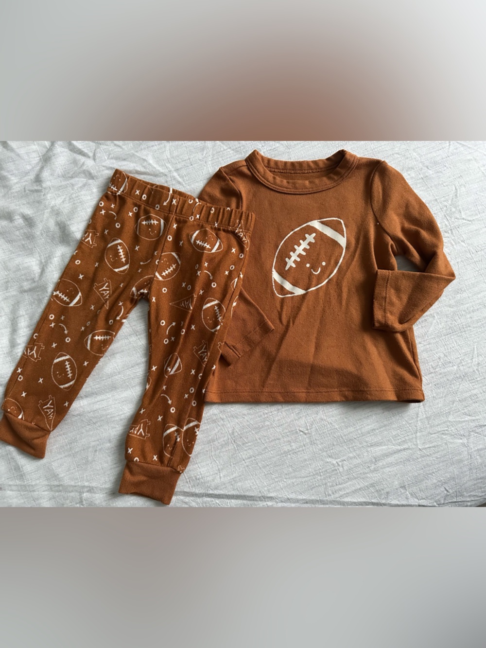Toddler Football Print Two-Piece Set - Rust Brown